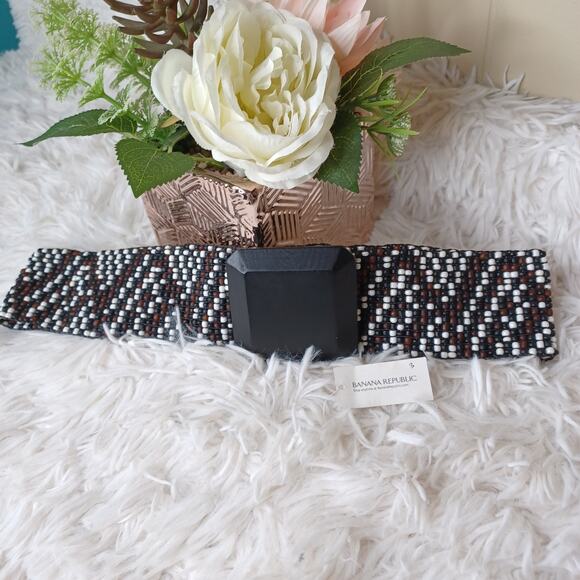 VTG Banana Republic Glass Beaded Stretch Belt bohemian, hippie-inspired design - Picture 1 of 8